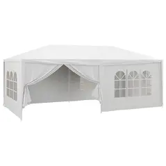 Outsunny 6 x 3 m Party Tent Wedding Gazebo Outdoor Waterproof PE Canopy Shade with 6 Removable Side Walls - 1