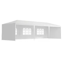 Outsunny 9 x 3 m Party Tent Gazebo Marquee Outdoor Patio Canopy Shelter with Windows and Side Panels Black - 1