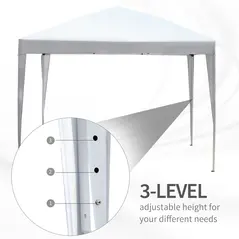 Outsunny 3 x 3M Garden Pop Up Gazebo Height Adjustable Marquee Party Tent Wedding Canopy with Carrying Bag, White - 7