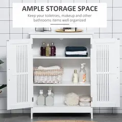 kleankin Modern Bathroom Floor Cabinet - White - 4