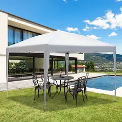 Outsunny 3 x 3M Garden Pop Up Gazebo Height Adjustable Marquee Party Tent Wedding Canopy with Carrying Bag, White - 2