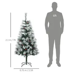 HOMCOM Indoor Christmas Tree Artificial Berry Xmas Decoration with Metal Stand and 184 Tips (5FT(150CM)) - 3