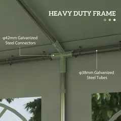 Outsunny 4m x 4m Marquee Party Tent, Heavy Duty Wedding Canopy with Sidewalls, Doors, Windows, Galvanised Garden Gazebo for Parties Events, White - 4