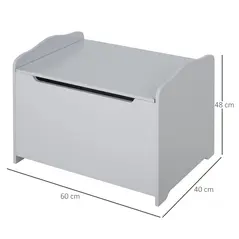 HOMCOM Wooden Kids Toy Box Children Storage Organizer Chest Safety Hinge Playroom Furniture Grey - 3