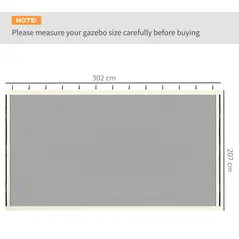 Outsunny 302 x 207cm Universal Replacement Mesh Sidewall Netting for Patio Gazebos and Canopy Tents, (Sidewall Only) Cream White - 3