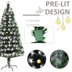HOMCOM 5ft White Light Artificial Christmas Tree w/ 180 LEDs Star Topper Tri-Base Full Bodied Seasonal Decoration Pre-Lit Home - 6
