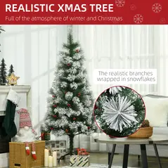 HOMCOM Indoor Christmas Tree Artificial Berry Xmas Decoration with Metal Stand and 184 Tips (5FT(150CM)) - 4