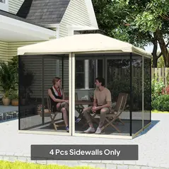 Outsunny 302 x 207cm Universal Replacement Mesh Sidewall Netting for Patio Gazebos and Canopy Tents, (Sidewall Only) Cream White - 6