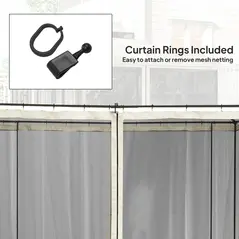 Outsunny 302 x 207cm Universal Replacement Mesh Sidewall Netting for Patio Gazebos and Canopy Tents, (Sidewall Only) Cream White - 5