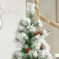 HOMCOM Indoor Christmas Tree Artificial Berry Xmas Decoration with Metal Stand and 184 Tips (5FT(150CM)) - 8
