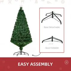 HOMCOM 5FT Pre-Lit Fibre Optic Artificial Christmas Tree Holiday Xmas Décor with Tree Topper Multi-Colour - 6