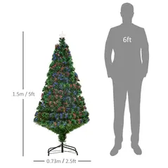 HOMCOM 5FT Pre-Lit Fibre Optic Artificial Christmas Tree Holiday Xmas Décor with Tree Topper Multi-Colour - 3