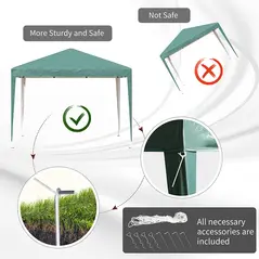 Outsunny 3 x 3M Garden Pop Up Gazebo Height Adjustable Marquee Party Tent Wedding Canopy with Carrying Bag, Green - 7