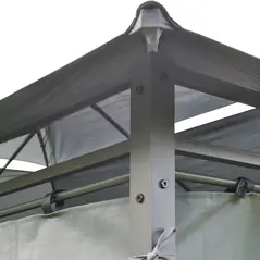 Outsunny 4m x 3(m)Garden Gazebo, Double Roof Outdoor Gazebo Canopy Shelter with Curtains, Solid Steel Frame for Lawn and Deck, Grey - 9
