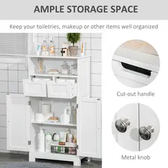 kleankin Bathroom Cabinet, Free Standing Bathroom Storage Cabinet with 2 Drawers and Adjustable Shelf, Small Bathroom Storage Unit, White - 5