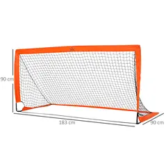 HOMCOM Set of 2 Football Goal Net 6 x 3 ft Foldable Outdoor Sport Training Teens Adults Football with Carrying Bag Orange - 3