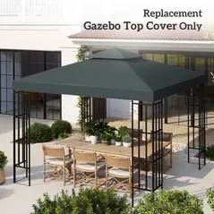 Outsunny Gazebo Roof Replacement, for 3 x 3(m) Frames - Grey - 7