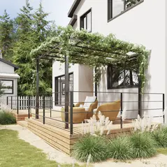 Outsunny 3 x 3 Meter Metal Pergola Garden Gazebo Grape Trellis for Climbing Plants Outdoor Sun Shelter Arbours - 2