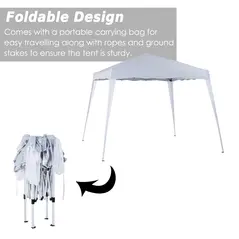 Outsunny 3 M x 3 M Base/ 2.5 M x 2.5 M Top Pop Up Gazebo with Carry Bag, Height Adjustable Slant Leg Party Tent Instant Event Shelter for Garden, Patio, White - 5
