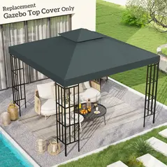Outsunny Gazebo Roof Replacement, for 3 x 3(m) Frames - Grey - 2