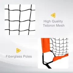 HOMCOM Set of 2 Football Goal Net 6 x 3 ft Foldable Outdoor Sport Training Teens Adults Football with Carrying Bag Orange - 4