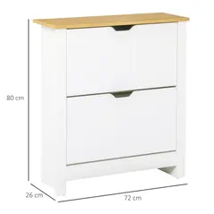 HOMCOM Narrow Shoe Cabinet, Space Saving Shoe Storage Cabinet with 2 Flip Drawers and Adjustable Shelves for 6-12 Pairs of Shoes for Hallways and Living Room, White - 3