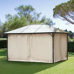 Outsunny 4 Pack Replacement Gazebo Curtains Privacy Panel for Most 3 x 4m Gazebo Canopy Pavillion Outdoor Shelter Sidewalls Accessories Beige - 2