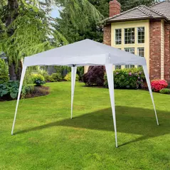 Outsunny 3 M x 3 M Base/ 2.5 M x 2.5 M Top Pop Up Gazebo with Carry Bag, Height Adjustable Slant Leg Party Tent Instant Event Shelter for Garden, Patio, White - 2
