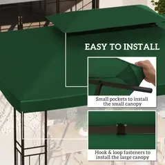 Outsunny Gazebo Roof Replacement, for 3 x 4m Frames - Green - 5