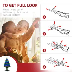 HOMCOM 3 Feet Prelit Artificial Christmas Tree with Multi-Coloured Fiber Optic LED Light, Holiday Home Xmas Decoration, Green - 6