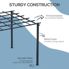 Outsunny 3 x 3 Meter Metal Pergola Garden Gazebo Grape Trellis for Climbing Plants Outdoor Sun Shelter Arbours - 4