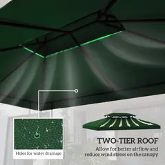 Outsunny Gazebo Roof Replacement, for 3 x 4m Frames - Green - 4