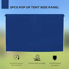 Outsunny 3 Meters Gazebo Replaceable Exchangeable Side Panel Wall Panels Walls With Window, Blue - 4