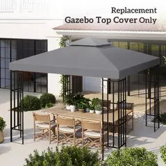 Outsunny 3(m) Gazebo Top Cover Double Tier Canopy Replacement Pavilion Roof Deep Grey - 7