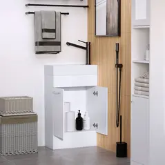 kleankin Under Sink Bathroom Vanity Unit Ceramic Basin Sink Cloakroom Storage Cabinet Home Furniture - 6