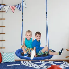 HOMCOM Kid Nest Swing Seat Saucer Tree Swing 40 Inch/100cm for Outdoor Indoor Blue - 8