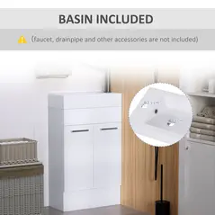 kleankin Under Sink Bathroom Vanity Unit Ceramic Basin Sink Cloakroom Storage Cabinet Home Furniture - 5