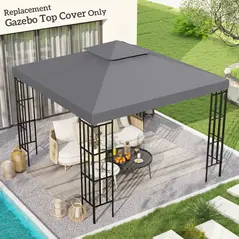 Outsunny 3(m) Gazebo Top Cover Double Tier Canopy Replacement Pavilion Roof Deep Grey - 8