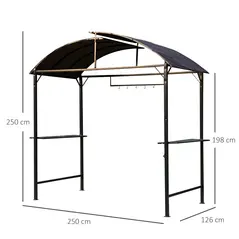 Outsunny Metal Smoking Gazebo Marquee Garden Patio BBQ Tent Grill Canopy Awning Shelter - Coffee - 3