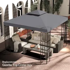 Outsunny 3(m) Gazebo Top Cover Double Tier Canopy Replacement Pavilion Roof Deep Grey - 9