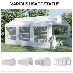Outsunny 6m x 3m Garden Gazebo Marquee Wedding Shelter Level 4 Wind Protection, White - 8