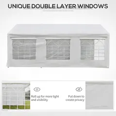 Outsunny 6m x 3m Garden Gazebo Marquee Wedding Shelter Level 4 Wind Protection, White - 4