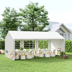 Outsunny 6m x 3m Garden Gazebo Marquee Wedding Shelter Level 4 Wind Protection, White - 2
