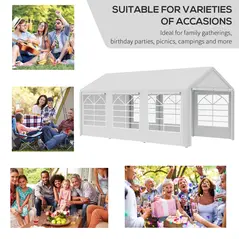 Outsunny 6m x 3m Garden Gazebo Marquee Wedding Shelter Level 4 Wind Protection, White - 7