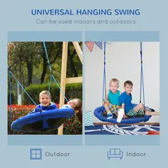 HOMCOM Kid Nest Swing Seat Saucer Tree Swing 40 Inch/100cm for Outdoor Indoor Blue - 5