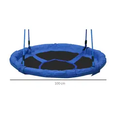 HOMCOM Kid Nest Swing Seat Saucer Tree Swing 40 Inch/100cm for Outdoor Indoor Blue - 3