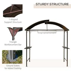 Outsunny Metal Smoking Gazebo Marquee Garden Patio BBQ Tent Grill Canopy Awning Shelter - Coffee - 6