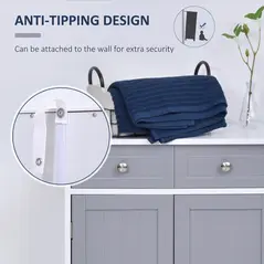 kleankin 75x60cm Freestanding Bathroom Storage Cabinet Unit w/ 2 Drawers Cupboard Adjustable Shelf Metal Handles Traditional Style Grey White - 7
