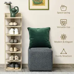 HOMCOM 7 Tier Shoe Rack Organizer Storage Shelf Wooden Display Cabinet for Entryway Living Room Bedroom Oak - 6