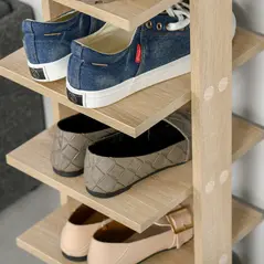HOMCOM 7 Tier Shoe Rack Organizer Storage Shelf Wooden Display Cabinet for Entryway Living Room Bedroom Oak - 7